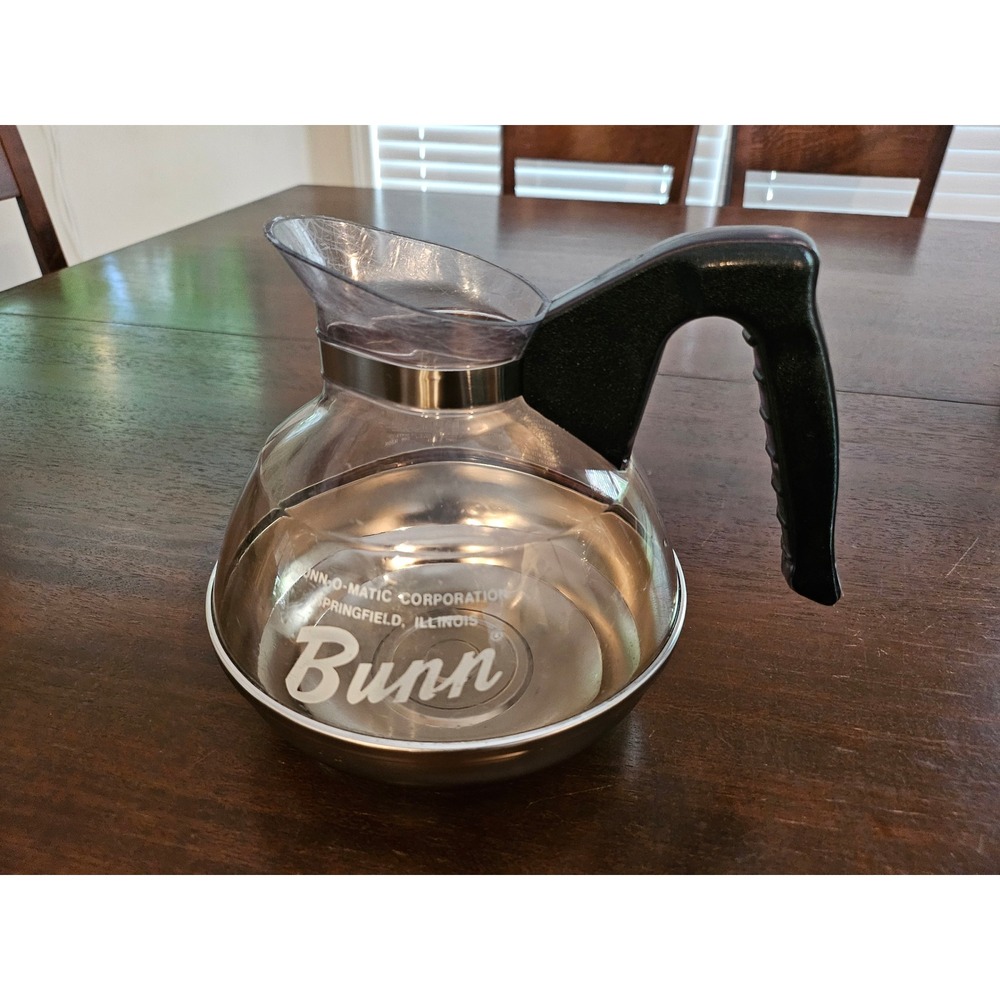 Bunn Coffee Carafe Decanter Stainless Steel Base Clear Plastic Black Handle